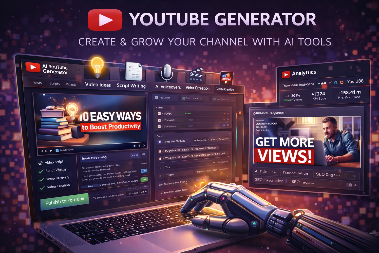 AI YouTube Generator: Create, Optimize, and Grow Your Channel with AI